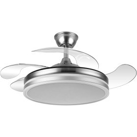 FABRILAMP - Ceiling Fan with LED Light 59W | DC Motor Model BAYOMO NIQUEL | 4 Retractable Blades | 3 Shades | 6 Speeds | Remote