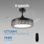 M mimotec - Ceiling fan with LED light Messe 72W White, Remote Control, Low consumption, DC motor, 6 speeds, Quiet, 4 folding