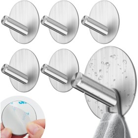 Ziamzra 6 Piezas Ganchos Adhesivos para Pared 45x30mm Colgador Toalla Baño Adhesivo Acero Inox Colgadores Adhesivos Resistentes