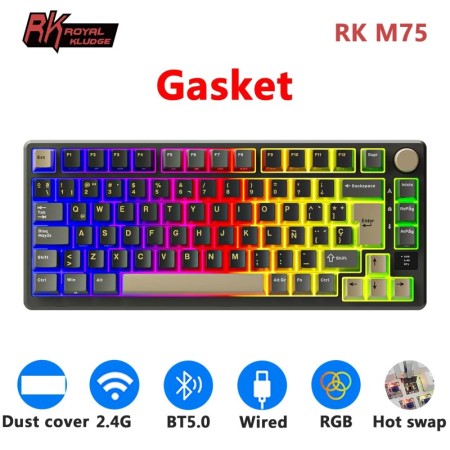 RK ROYAL KLUDGE M75 Teclado mecánico español 81 teclas RGB retroilumin