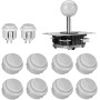 Juegos de Arcade Controlador Joystick Kits, ABS Zero Delay Game Joystick Arcade Botones para PC Windows MAME Pi (Blanco)
