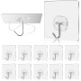 AOOTE Ganchos Adhesivos Extra Fuertes, 10 Piezas Ganchos Impermeables y Transparentes, Transparente Ganchos Resistentes (Máx. 15