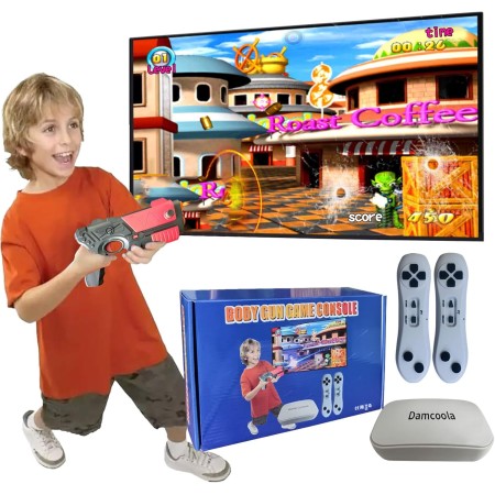 Damcoola Game Console with Over 900 Games, Portable Retro Video Game Console for Kids and Adults, AR Gun Game, TV Plug& Play,