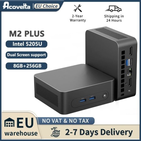 Acoveita M2 PLUS Mini PC Mini ordenador Intel 5205U hasta 1,9 GHz 8GB 