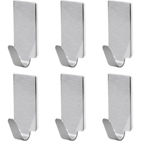 Laluky Pack de 6 ganchos adhesivos, ganchos adhesivos de acero inoxidable, ganchos autoadhesivos de pared, ganchos para