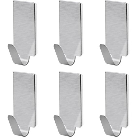 Laluky Pack de 6 ganchos adhesivos, ganchos adhesivos de acero inoxidable, ganchos autoadhesivos de pared, ganchos para
