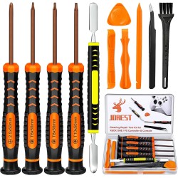 JOREST Kit de Desmontar Xbox one/360/X PS4 PS5 PS3, 25pcs Set Limpieza, Herramienta Reparacion para Mando y Consola, con
