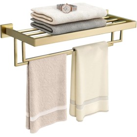 Estantes de toallas de baño multicapa montados en la pared, toalleros para baño con barras de toalla dobles, toallero de acero