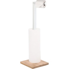 Portarrollos Papel Higiénico de Pie de Bambú y Madera con Soporte para Rollos de Repuesto, Soporte Papel Higienico sin Taladro,