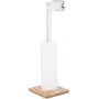 Portarrollos Papel Higiénico de Pie de Bambú y Madera con Soporte para Rollos de Repuesto, Soporte Papel Higienico sin Taladro,