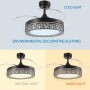 M mimotec - Ceiling fan with LED light Messe 72W White, Remote Control, Low consumption, DC motor, 6 speeds, Quiet, 4 folding