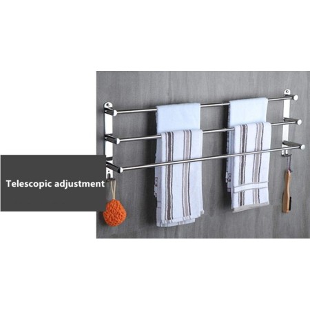Toallero de acero inoxidable, soporte de almacenamiento doble montado en la pared para baño, cocina y hotel, toallero