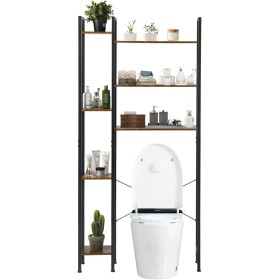 ZZINOKE Estanteria Baño Encima WC, Divisiones Ajustables, Estantería Baño Multifuncional con Tapete Antideslizante, Estilo