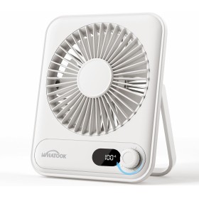 WHATOOK Mini USB Silent Fan: 100 Speeds and 2000mAh Battery, Portable Small Folding Desk Fan with LED Display for Office, Home
