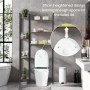 ZZINOKE Estanteria Baño Encima WC, Divisiones Ajustables, Estantería Baño Multifuncional con Tapete Antideslizante, Estilo