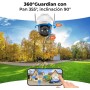 Codnida 2K Cámara Vigilancia WiFi Exterior Batería con Placa Solar,PTZ 360° Cámara Seguridad sin Cable,Detección de Movimiento