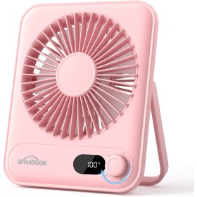 WHATOOK Mini USB Silent Fan: 100 Speeds and 2000mAh Battery, Portable Small Folding Desk Fan with LED Display for Office, Home