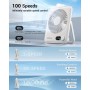 WHATOOK Mini USB Silent Table Fan: 100 Speeds and 2000mAh Battery, Portable Small Folding Desk Fan with LED Display for Office,
