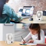 WHATOOK Mini USB Silent Table Fan: 100 Speeds and 2000mAh Battery, Portable Small Folding Desk Fan with LED Display for Office,