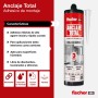 fischer - Anclaje Total, Adhesivo de montaje de Pegado Rápido en 3 segundos, Pegamento Fuerte Multimaterial Soporta hasta 600