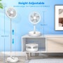 Oscillating Quiet Portable Standing Fan with Remote, 9" Foldable 7200mAh Rechargeable Battery USB C Fans, Height Adjustable