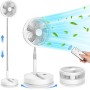 Oscillating Quiet Portable Standing Fan with Remote, 9" Foldable 7200mAh Rechargeable Battery USB C Fans, Height Adjustable