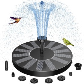AISITIN Fuente Solar Jardin Exterior, Fuente Solar Flotante Bomba con 6 Boquillas para Baño de Pájaros, Estanque Acuario y