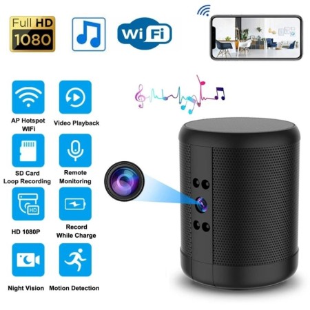 Minicámara HD 1080P con Wifi, Altavoz Bluetooth, vigilancia de segurid