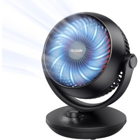 Acoolir Table Fan, 24dB Silent Fan for Sleeping, Double Oscillation 70° Horizontal & 100° Vertical, 3 Speeds, Portable Fan for