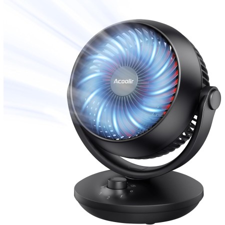 Acoolir Table Fan, 24dB Silent Fan for Sleeping, Double Oscillation 70° Horizontal & 100° Vertical, 3 Speeds, Portable Fan for