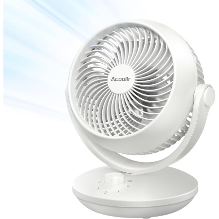Acoolir Ventilador de Mesa, 24dB Ventilador Silencioso para Dormir, Doble Oscilación 70° Horizontal & 100° Vertical, 3
