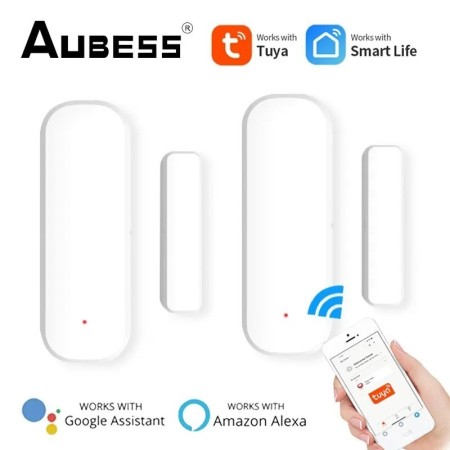 Tuya-Sensor de puerta con WiFi, sistema de alarma de protección de seg