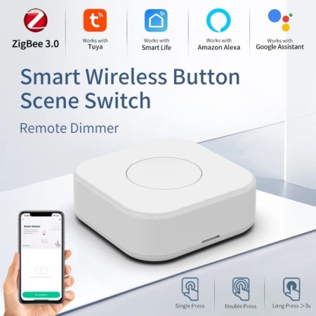 ZigBee-interruptor inalámbrico Tuya con botón inteligente, compatible 