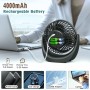 USB fan, portable fan, mini silent fan, five speed adjustable wind speed, 360° adjustable angle, 4000 mAh rechargeable battery,