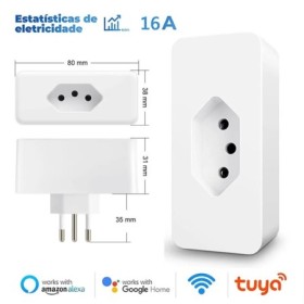 Tuya 16A Brasil estándar WiFi enchufe inteligente con Monitor de poten