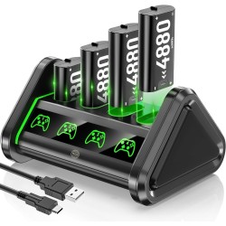 OIVO Baterías para Xbox One/Series X|S/Elite, 4x4880mWh Bateria Mando Xbox, Baterías Recargables para Mandos Xbox, Accesorios