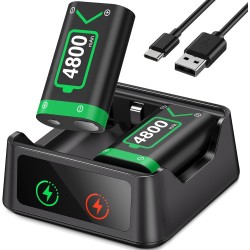 HELLCOOL Bateria para Mando Xbox One/Xbox Series, 2X4800mWh Bateria Compatible con la Mando Xbox One S/X/Elite, Xbox Series X/S