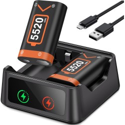 HELLCOOL Bateria para Mando Xbox One/Xbox Series, 2X4800mWh Bateria Compatible con la Mando Xbox One S/X/Elite, Xbox Series X/S