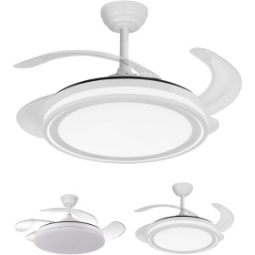 JARDIN202 - LED Ceiling Fan with 4 Blades 3500-4000-6500K Timer, 6 Speeds, Retractable Blades | Rate (White)