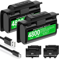 HELLCOOL Play y Kit de Carga USB Bateria para Mando Xbox One/Xbox Series, 2X4800mWh Bateria Compatible con la Mando Xbox One