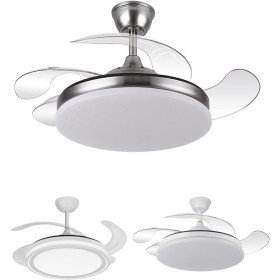 JARDIN202 - LED Ceiling Fan with 4 Blades 3500-4000-6500K Timer, 6 Speeds, Retractable Blades | Zahara (Nickel)