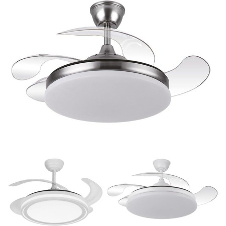 JARDIN202 - LED Ceiling Fan with 4 Blades 3500-4000-6500K Timer, 6 Speeds, Retractable Blades | Zahara (Nickel)
