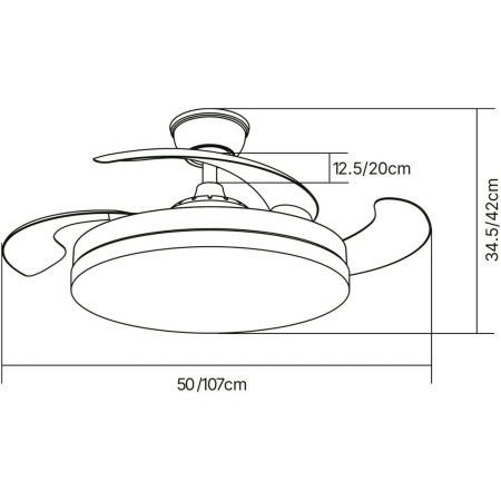 JARDIN202 - LED Ceiling Fan with 4 Blades 3500-4000-6500K Timer, 6 Speeds, Retractable Blades | Rate (White)
