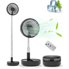 Primevolve Portable Self-Rotating Standing Fan with Remote, 8 Inch Foldable Floor/Table Adjustable, 7200mAh USB C Fan for Travel