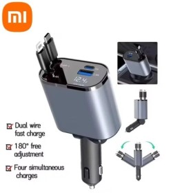 Xiaomi-cargador retráctil 4 en 1 para coche, dispositivo de carga rápi