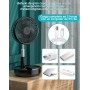 Primevolve Portable Self-Rotating Standing Fan with Remote, 8'' Foldable Floor/Table Adjustable, 7200mAh USB C Fan for Travel