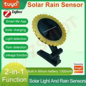 Sensor de luz y lluvia Zigbee inteligente Tuya, función 2 en 1, baterí