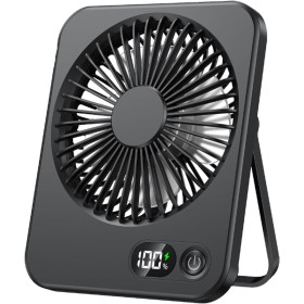 ITJMRJP Table Fan USB Silent Fan 2500 mAh Batteries Portable Mini Rechargeable Fan LED Display 5 Speeds 180° Rotation Small