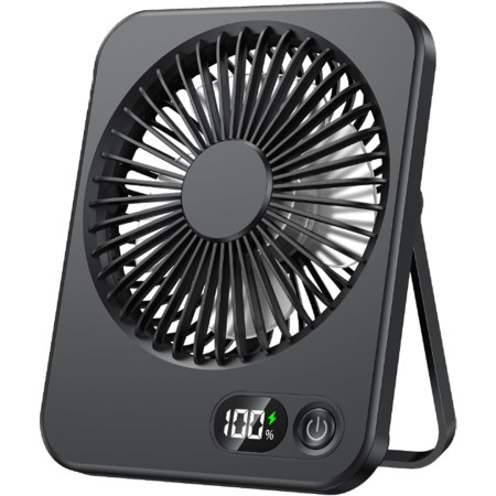 ITJMRJP Table Fan USB Silent Fan 2500 mAh Batteries Portable Mini Rechargeable Fan LED Display 5 Speeds 180° Rotation Small