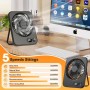 ITJMRJP Table Fan USB Silent Fan 2500 mAh Batteries Portable Mini Rechargeable Fan LED Display 5 Speeds 180° Rotation Small